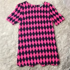 Hot pink and navy blue dress